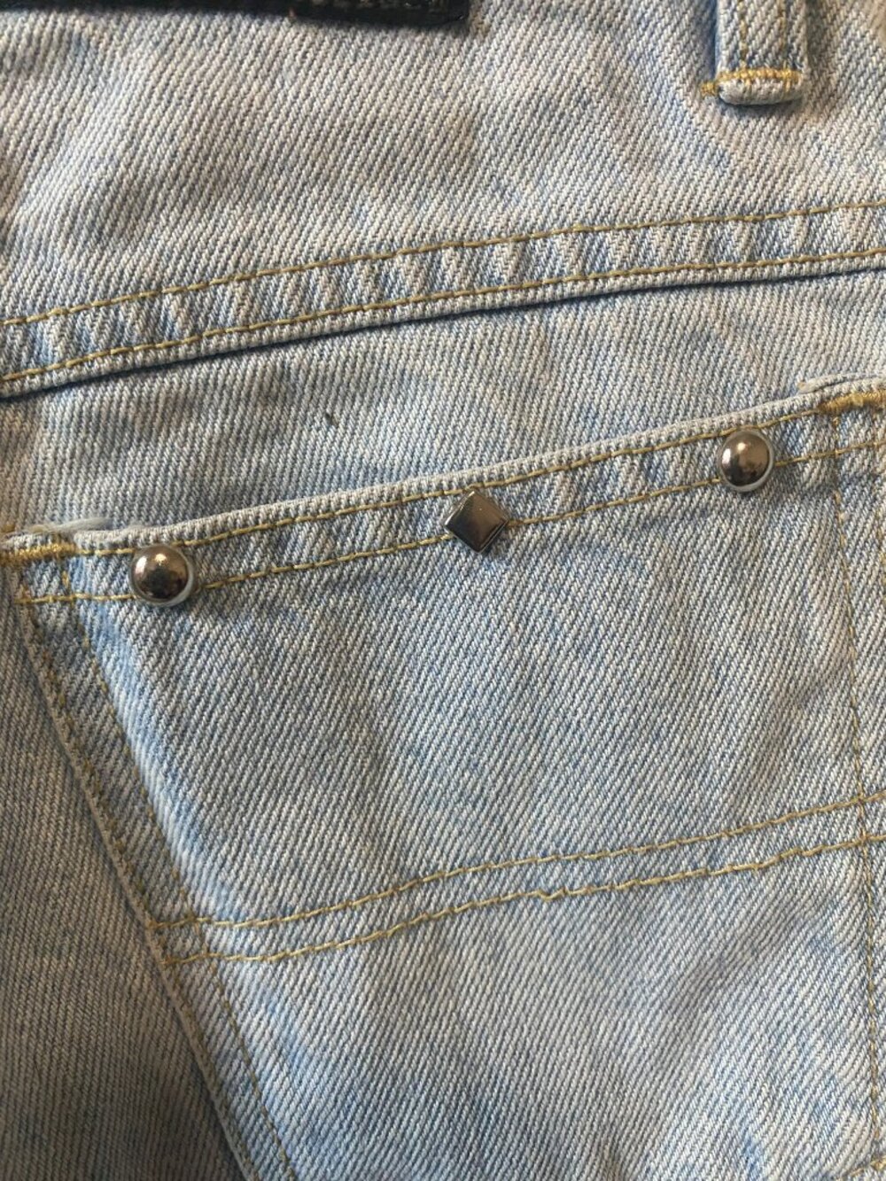 1980's/90's Vintage D'mode Classix Studded Frayed Denim Romper Light Wash 5 - Picture 15 of 16